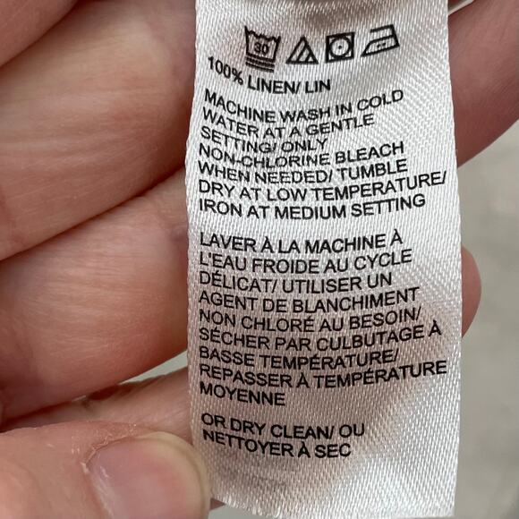 Saks Fifth Avenue Belted Linen Shirt Dress White XL - Picture 7 of 10